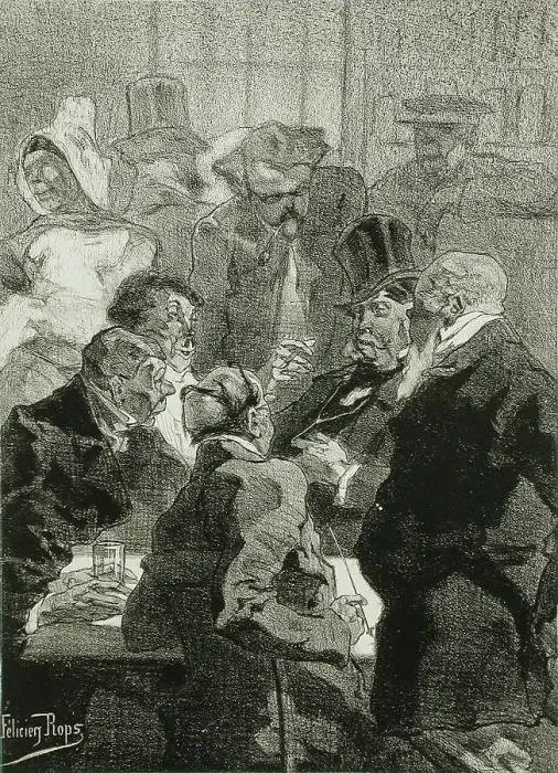 Framed Print : Les Derniers Flamands, 1857. Creator: Félicien Rops Framed Print : Les Derniers Flamands, 1857. Creator: Félicien Rops