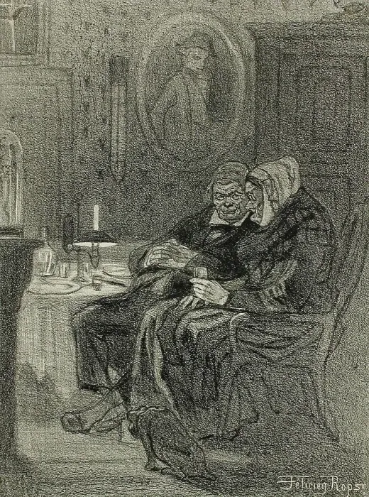 Framed Print : Les Derniers Flamands, 1858. Creator: Félicien Rops Framed Print : Les Derniers Flamands, 1858. Creator: Félicien Rops