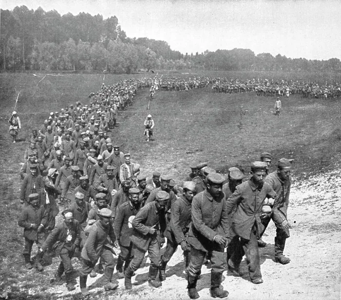 Framed Print : Les Douceurs de la captivite; convoi de prisonniers en marche vers la gare... 1916 (1924) Creator: Unknown. Les Douceurs de la captivite; convoi de prisonniers en marche vers la gare... 1916 (1924) Creator: Unknown Framed Print : Les Douceurs de la captivite; convoi de prisonniers en marche vers la gare... 1916 (1924) Creator: Unknown. Les Douceurs de la captivite; convoi de prisonniers en marche vers la gare... 1916 (1924) Creator: Unknown