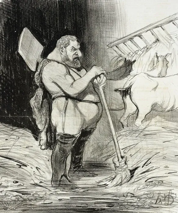 Framed Print : Les Écuries d'Augias, 1842. Creator: Honore Daumier Framed Print : Les Écuries d'Augias, 1842. Creator: Honore Daumier