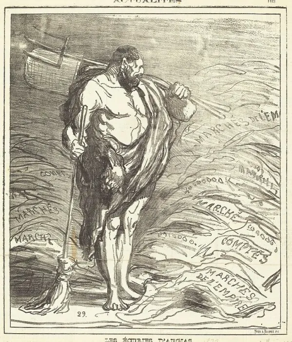 Framed Print : Les écuries d'Augias, 1872. Creator: Honore Daumier Framed Print : Les écuries d'Augias, 1872. Creator: Honore Daumier