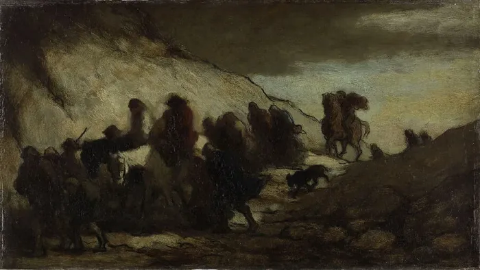 Framed Print : Les émigrants (The Emigrants), 1857. Creator: Daumier, Honoré (1808-1879) Framed Print : Les émigrants (The Emigrants), 1857. Creator: Daumier, Honoré (1808-1879)
