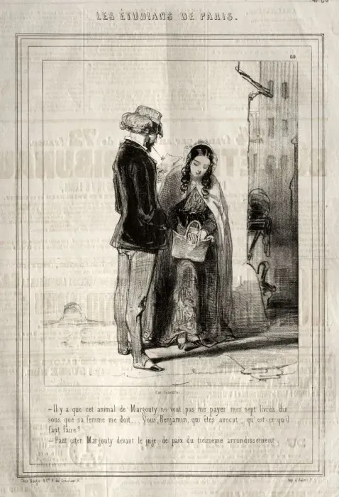 Framed Print : Les Etudiants de Paris, 1842. Creator: Paul Gavarni (French, 1804-1866) Framed Print : Les Etudiants de Paris, 1842. Creator: Paul Gavarni (French, 1804-1866)