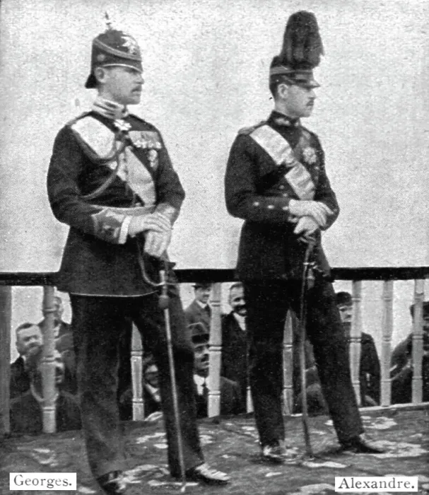 Framed Print : Les Evenements de Grece; L'ex-diadoque Georges et son frere cadet Alexandre, 1917. Creator: Unknown Framed Print : Les Evenements de Grece; L'ex-diadoque Georges et son frere cadet Alexandre, 1917. Creator: Unknown