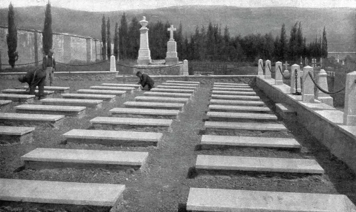 Framed Print : Les Evenements de Grece; Nos morts, au cimetiere du Piree: l'enclos ou devaient reposer... 1917. Creator: Unknown Framed Print : Les Evenements de Grece; Nos morts, au cimetiere du Piree: l'enclos ou devaient reposer... 1917. Creator: Unknown