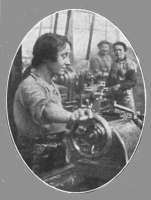 Framed Print : Les femmes dans les usines de guerre; Une jeune Parisienne travaillant a l'evidement... 1916. Creator: Unknown Framed Print : Les femmes dans les usines de guerre; Une jeune Parisienne travaillant a l'evidement... 1916. Creator: Unknown