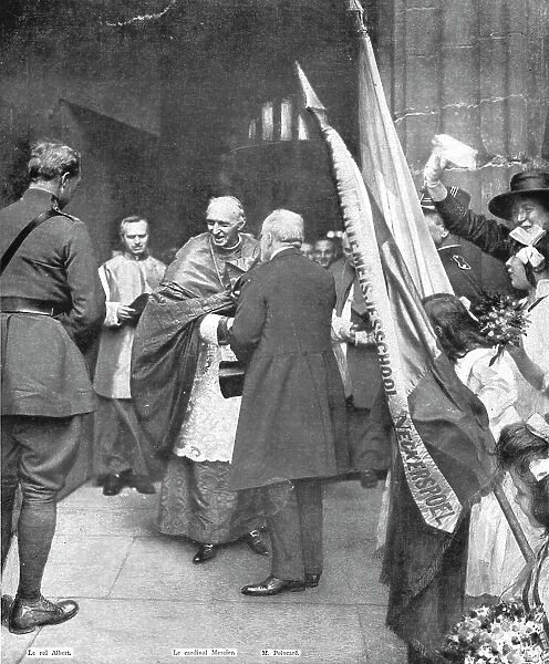 Les fetes de la victoire en Belgique; sous le porche de la Basilique de Malines, le... 1919. Creator: H Manuel