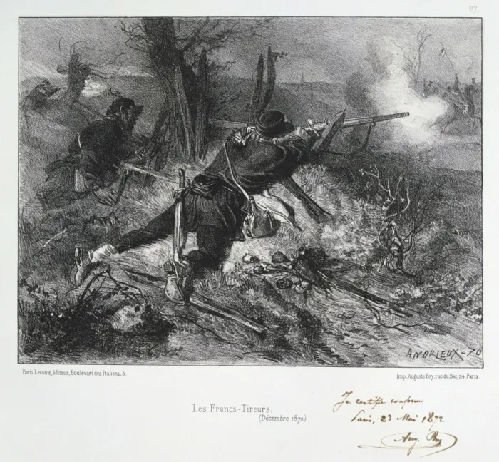 Framed Print : Les Francs-Tireurs, Siege of Paris, Franco-Prussian War, December 1870 (1872). Artist: Auguste Bry Framed Print : Les Francs-Tireurs, Siege of Paris, Franco-Prussian War, December 1870 (1872). Artist: Auguste Bry