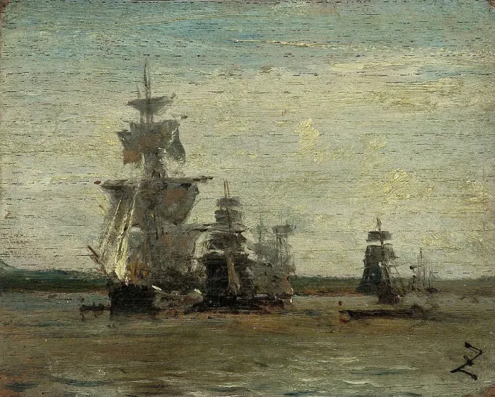 Framed Print : Les frégates, between 1850 and 1860. Creator: Felix Francois Georges Philibert Ziem Framed Print : Les frégates, between 1850 and 1860. Creator: Felix Francois Georges Philibert Ziem