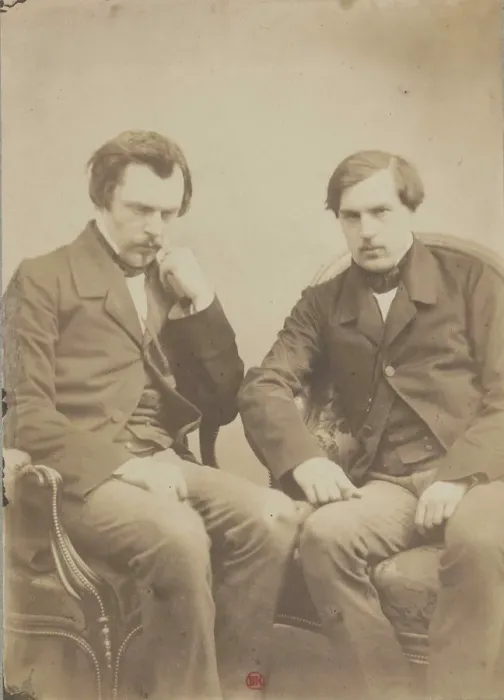 Framed Print : Les freres Goncourt (The Goncourt brothers), ca 1855. Creator: Tournachon, Adrien (1825-1903)