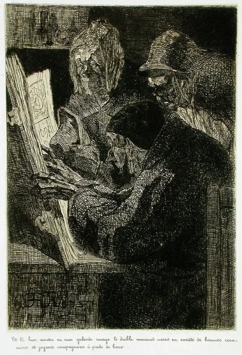 Framed Print : Les Frères de la bonne trogne - La Consultation, 1858. Creator: Félicien Rops Framed Print : Les Frères de la bonne trogne - La Consultation, 1858. Creator: Félicien Rops