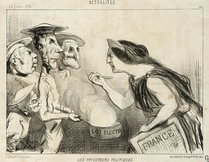 Framed Print : Les Fricoteurs Politiques, 13 June 1850. Creator: Honore Daumier Framed Print : Les Fricoteurs Politiques, 13 June 1850. Creator: Honore Daumier