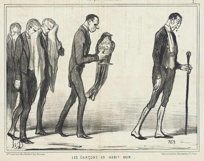 Framed Print : Les Garçons en habit noir, 1855. Creator: Honore Daumier Framed Print : Les Garçons en habit noir, 1855. Creator: Honore Daumier