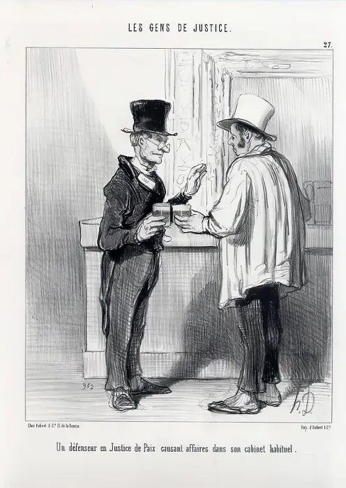 Framed Print : Les Gens de Justice. Un defenseur en Justice de Paix causant affaires... 1840. Creator: Honore Daumier Framed Print : Les Gens de Justice. Un defenseur en Justice de Paix causant affaires... 1840. Creator: Honore Daumier