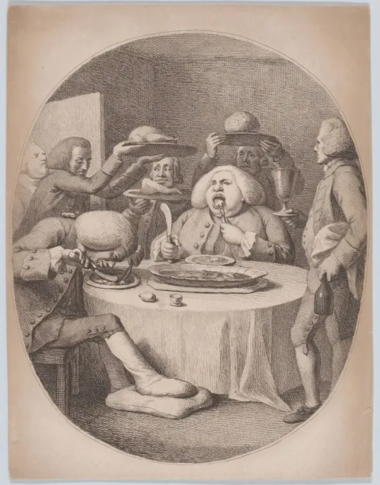 Framed Print : Les Gourmands, 1780-1820. 1780-1820. Creator: Anon Framed Print : Les Gourmands, 1780-1820. 1780-1820. Creator: Anon