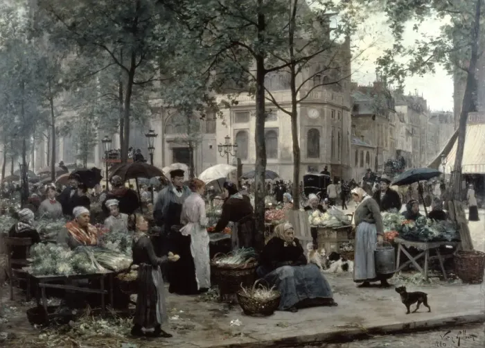 Framed Print : Les Halles, Paris Central Market, 1880. Artist: Gilbert Victor Gabriel