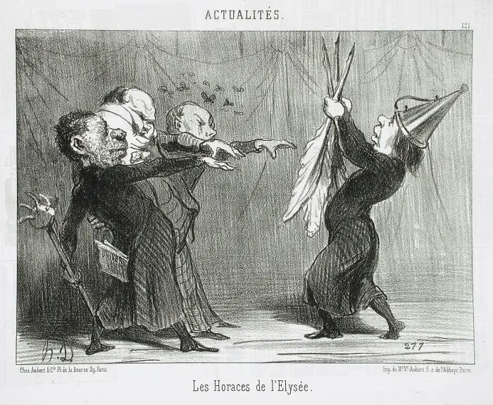 Framed Print : Les Horaces de l'Elysée, 1851. Creator: Honore Daumier Framed Print : Les Horaces de l'Elysée, 1851. Creator: Honore Daumier