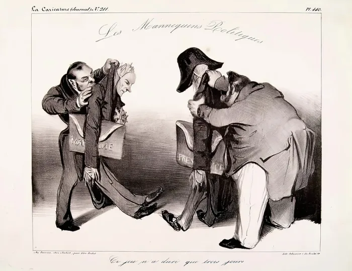 Framed Print : Les Mannequins Politiques. Ce jeu n'a dure que trois jours, 1834. Creator: Honore Daumier. Les Mannequins Politiques. Ce jeu n'a dure que trois jours, 1834 Framed Print : Les Mannequins Politiques. Ce jeu n'a dure que trois jours, 1834. Creator: Honore Daumier. Les Mannequins Politiques. Ce jeu n'a dure que trois jours, 1834