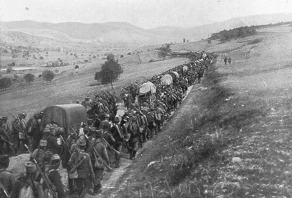 'Les Mouvements de l'armee Serbe en Octobre; les retraite en bon ordre sur Prichtina. 1916. Creator: Vladimir Betzitch