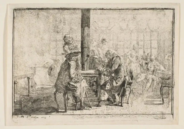 Framed Print : Les Nouvellistes, 1752. Creator: Gabriel de Saint-Aubin Framed Print : Les Nouvellistes, 1752. Creator: Gabriel de Saint-Aubin