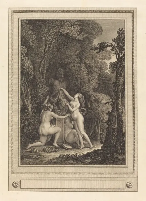 Framed Print : Les nymphes scrupuleuses, 1784. Creator: Geraud Vidal Framed Print : Les nymphes scrupuleuses, 1784. Creator: Geraud Vidal