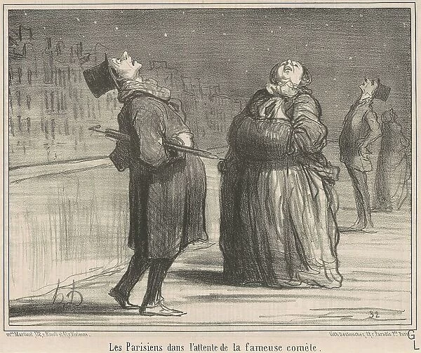 Les Parisiens dans l'attente de le... 19th century. Creator: Honore Daumier