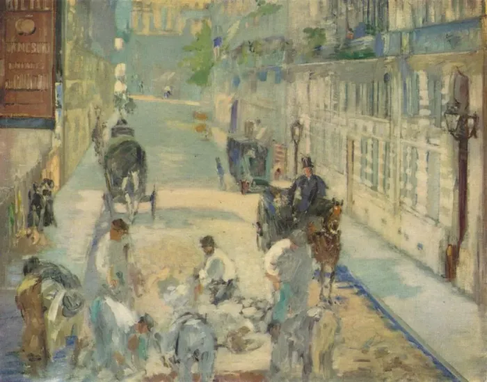 Framed Print : Les Paveurs de la Rue de Berne, 1878. Artist: Edouard Manet Framed Print : Les Paveurs de la Rue de Berne, 1878. Artist: Edouard Manet