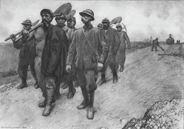 Framed Print : Les peperes de la route, 1916. Creator: Georges Leroux Framed Print : Les peperes de la route, 1916. Creator: Georges Leroux