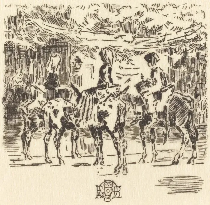 Framed Print : Les Petits Anes de Luchon, 1873. Creator: Felix Hilaire Buhot Framed Print : Les Petits Anes de Luchon, 1873. Creator: Felix Hilaire Buhot