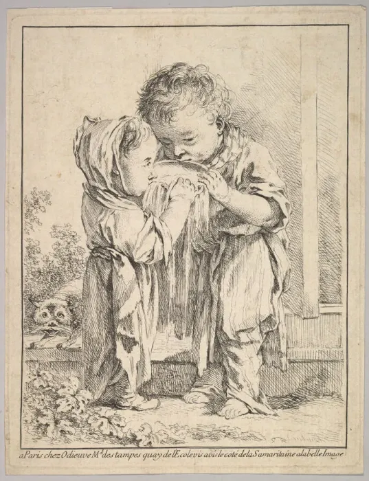 Framed Print : Les Petits Buveurs de Lait (The Little Milk Drinkers), 18th century. Creator: Unknown Framed Print : Les Petits Buveurs de Lait (The Little Milk Drinkers), 18th century. Creator: Unknown