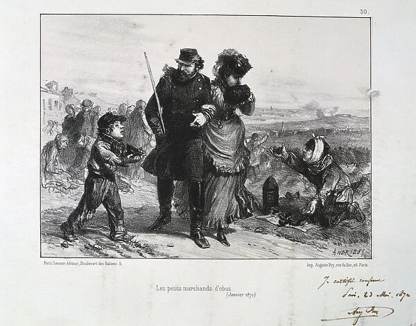 Les Petits Marchands d Obus, Siege of Paris, Franco-Prussian War, January 1871 (1872). Artist: Auguste Bry