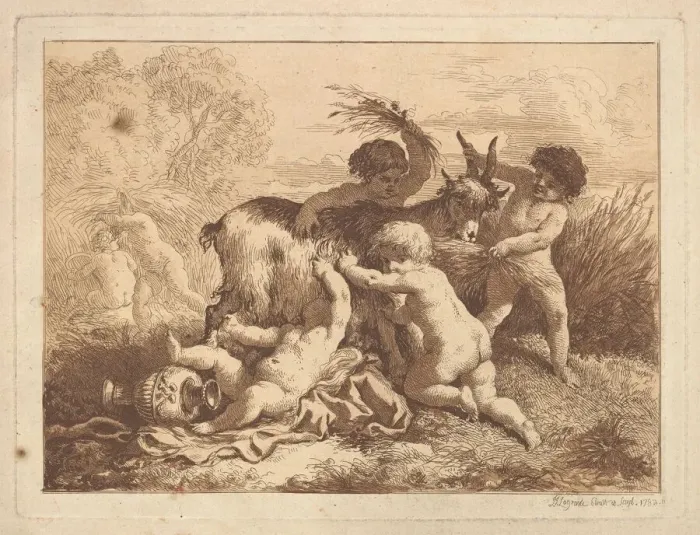 Framed Print : Les petits moissonneurs et la chevre (The Young Harvesters and the Goat) Framed Print : Les petits moissonneurs et la chevre (The Young Harvesters and the Goat)