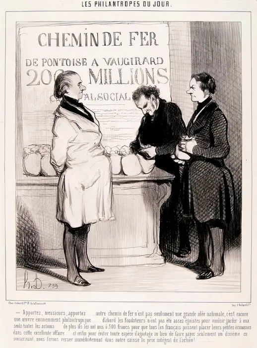 Framed Print : Les Philantropes du Jour. Apportez, messieurs, apportez... 1845. Creator: Honore Daumier. Les Philantropes du Jour. Apportez, messieurs, apportez... 1845 Framed Print : Les Philantropes du Jour. Apportez, messieurs, apportez... 1845. Creator: Honore Daumier. Les Philantropes du Jour. Apportez, messieurs, apportez... 1845