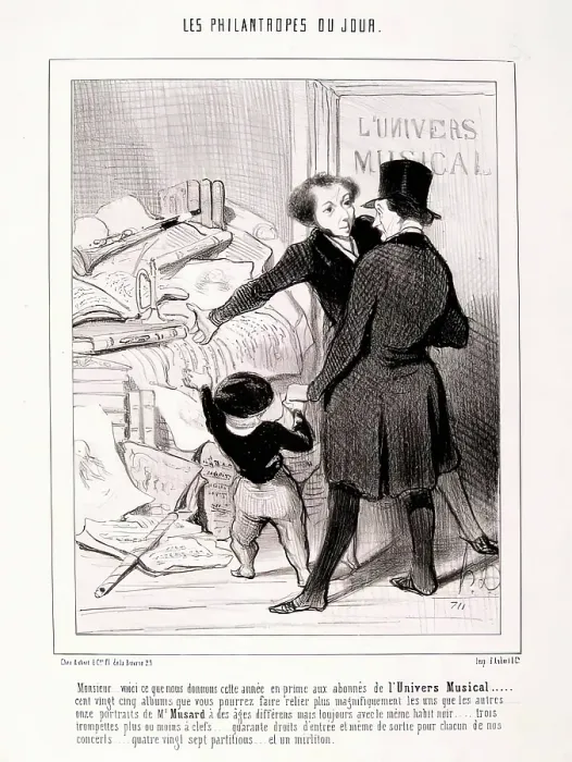 Framed Print : Les Philantropes du Jour. Monsieur voici que nous donnons cette annee... 1845. Creator: Honore Daumier. Les Philantropes du Jour Framed Print : Les Philantropes du Jour. Monsieur voici que nous donnons cette annee... 1845. Creator: Honore Daumier. Les Philantropes du Jour