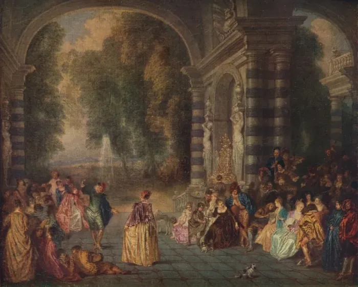 Framed Print : Les Plaisirs du Bal (Le Bal Champetre), c1717. Artist: Jean-Antoine Watteau Framed Print : Les Plaisirs du Bal (Le Bal Champetre), c1717. Artist: Jean-Antoine Watteau
