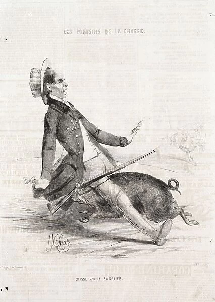Les Plaisirs de la chasse: Chasse par le sanglier, 1842. Creator: Alade Joseph Lorentz (French