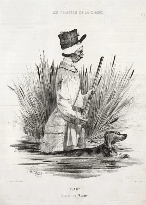 Framed Print : Les Plaisirs de la chasse: LArret, 1842. Creator: Alade Joseph Lorentz (French Framed Print : Les Plaisirs de la chasse: LArret, 1842. Creator: Alade Joseph Lorentz (French