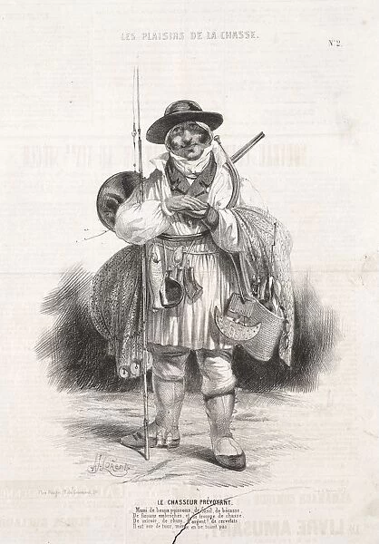 Les Plaisirs de la chasse: Le Chasseur prevoyant, 1842. Creator: Alade Joseph Lorentz (French