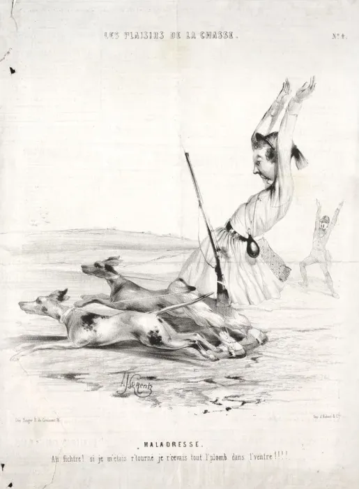 Framed Print : Les Plaisirs de la chasse: Maladresse, 1842. Creator: Alade Joseph Lorentz (French Framed Print : Les Plaisirs de la chasse: Maladresse, 1842. Creator: Alade Joseph Lorentz (French