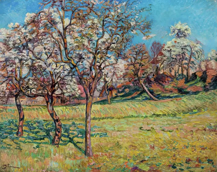 Framed Print : Les Pommiers a Damiette, 1893. Creator: Armand Guillaumin Framed Print : Les Pommiers a Damiette, 1893. Creator: Armand Guillaumin