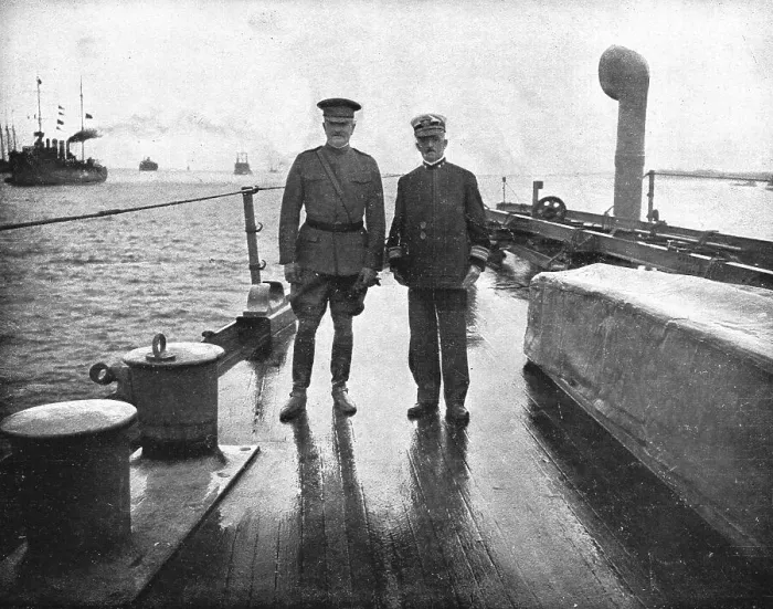 Framed Print : Les Premiers Contingents Americains en France; Le general Pershing et le vice-amiral... 1917. Creator: Jean Clair-Guyot Framed Print : Les Premiers Contingents Americains en France; Le general Pershing et le vice-amiral... 1917. Creator: Jean Clair-Guyot