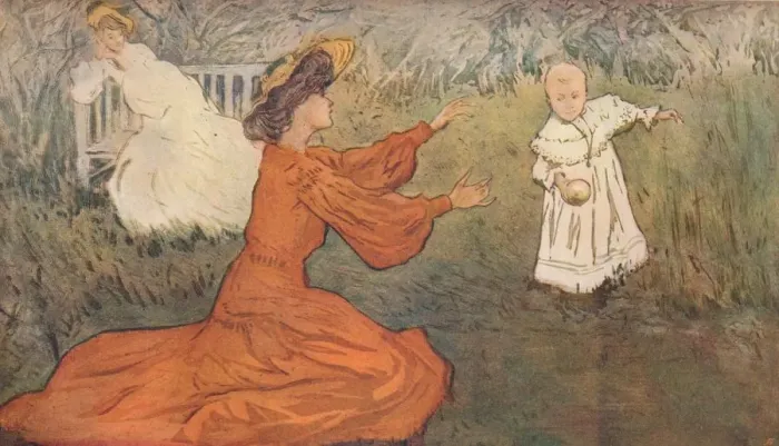 Framed Print : Les Premiers Pas (first steps), c1875-1906, (1906). Artist: Allan Osterlind Framed Print : Les Premiers Pas (first steps), c1875-1906, (1906). Artist: Allan Osterlind