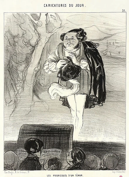 Les Promesses d'un ténor, 1842. Creator: Honore Daumier
