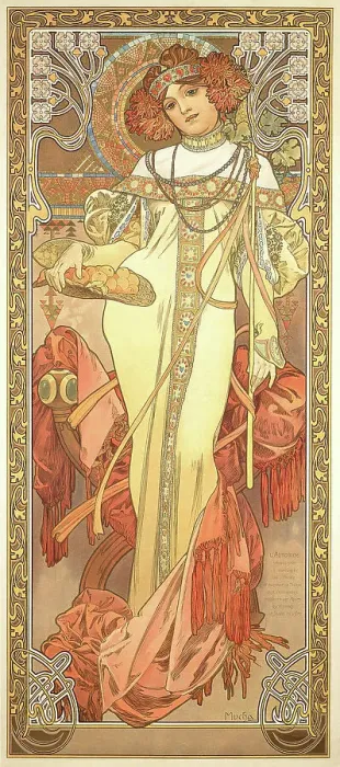 Framed Print : Les quatre saisons: L'Automne, 1900. Creator: Mucha, Alfons Marie (1860-1939) Framed Print : Les quatre saisons: L'Automne, 1900. Creator: Mucha, Alfons Marie (1860-1939)