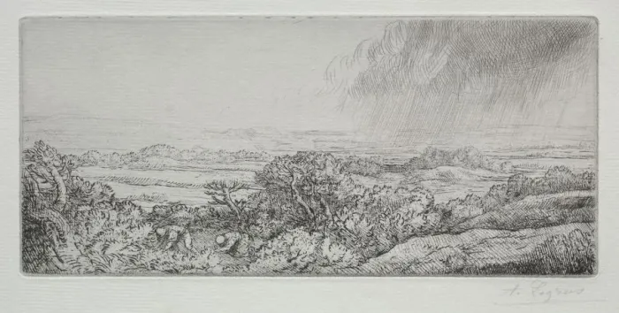 Framed Print : Les Ramasseurs des Champignons. Creator: Alphonse Legros (French, 1837-1911)