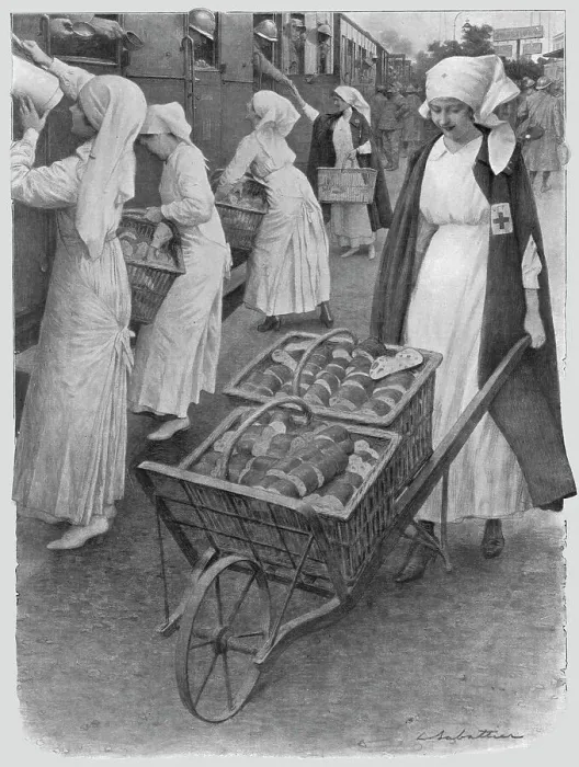 Framed Print : Les ravitailleuses, 1916. Creator: L Sabattier Framed Print : Les ravitailleuses, 1916. Creator: L Sabattier
