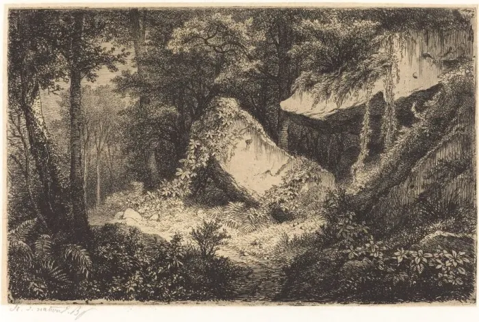 Framed Print : Les roches blanches (White Rocks), published 1849. Creator: Eugene Blery Framed Print : Les roches blanches (White Rocks), published 1849. Creator: Eugene Blery