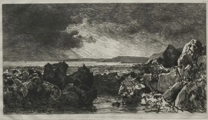 Framed Print : Les roches noires pres Trouville. Creator: Maxime Lalanne (French, 1827-1886) Framed Print : Les roches noires pres Trouville. Creator: Maxime Lalanne (French, 1827-1886)
