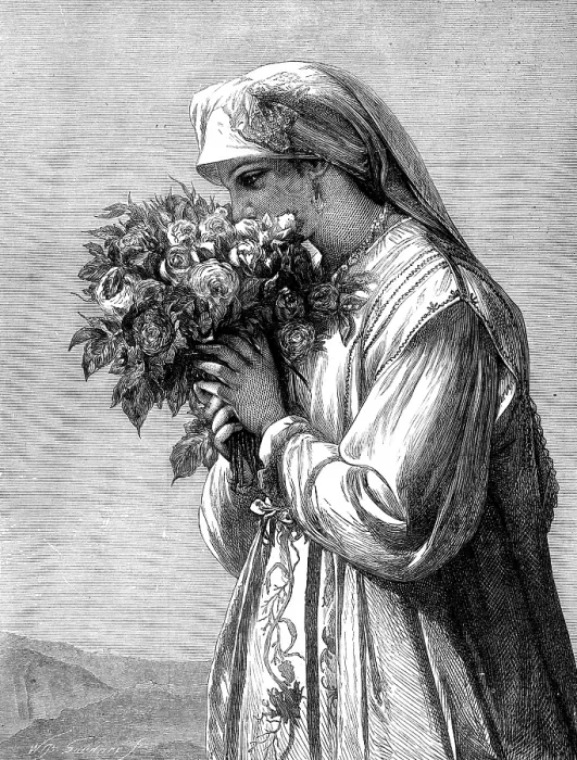 Framed Print : Les Roses. by Portaels, 1873. Creator: William Biscombe Gardner Framed Print : Les Roses. by Portaels, 1873. Creator: William Biscombe Gardner