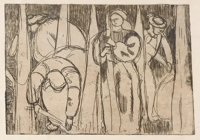 Framed Print : Les Rouisseuses (The Flax Gatherers), 1893. Creator: Armand Seguin Framed Print : Les Rouisseuses (The Flax Gatherers), 1893. Creator: Armand Seguin
